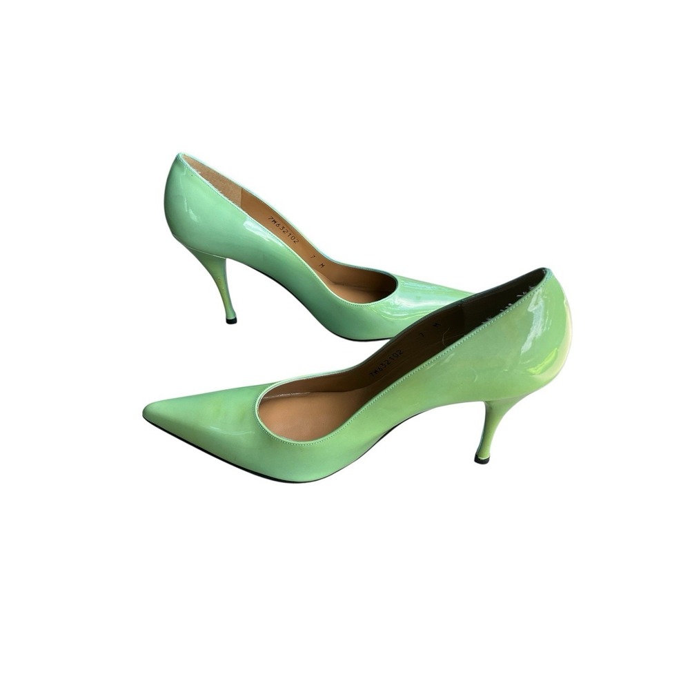Stuart Weitzman Mint Green Patent Leather Pointed Toe Stiletto Pumps Heels 7M